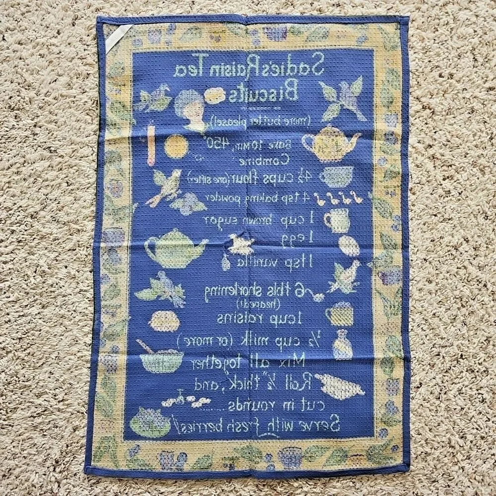 April Cornell Artist Tea Towel Sadie's Biscuits OOP Waffle Weave Kitchen Cloth